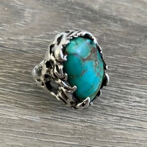 Oversized Sterling Silver Turquoise Ring